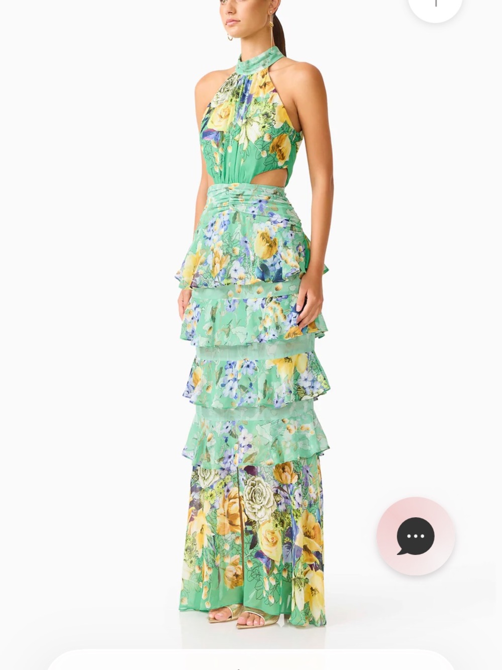 Elliatt Green Floral Ruffle Maxi Dress - Picture 3 of 6
